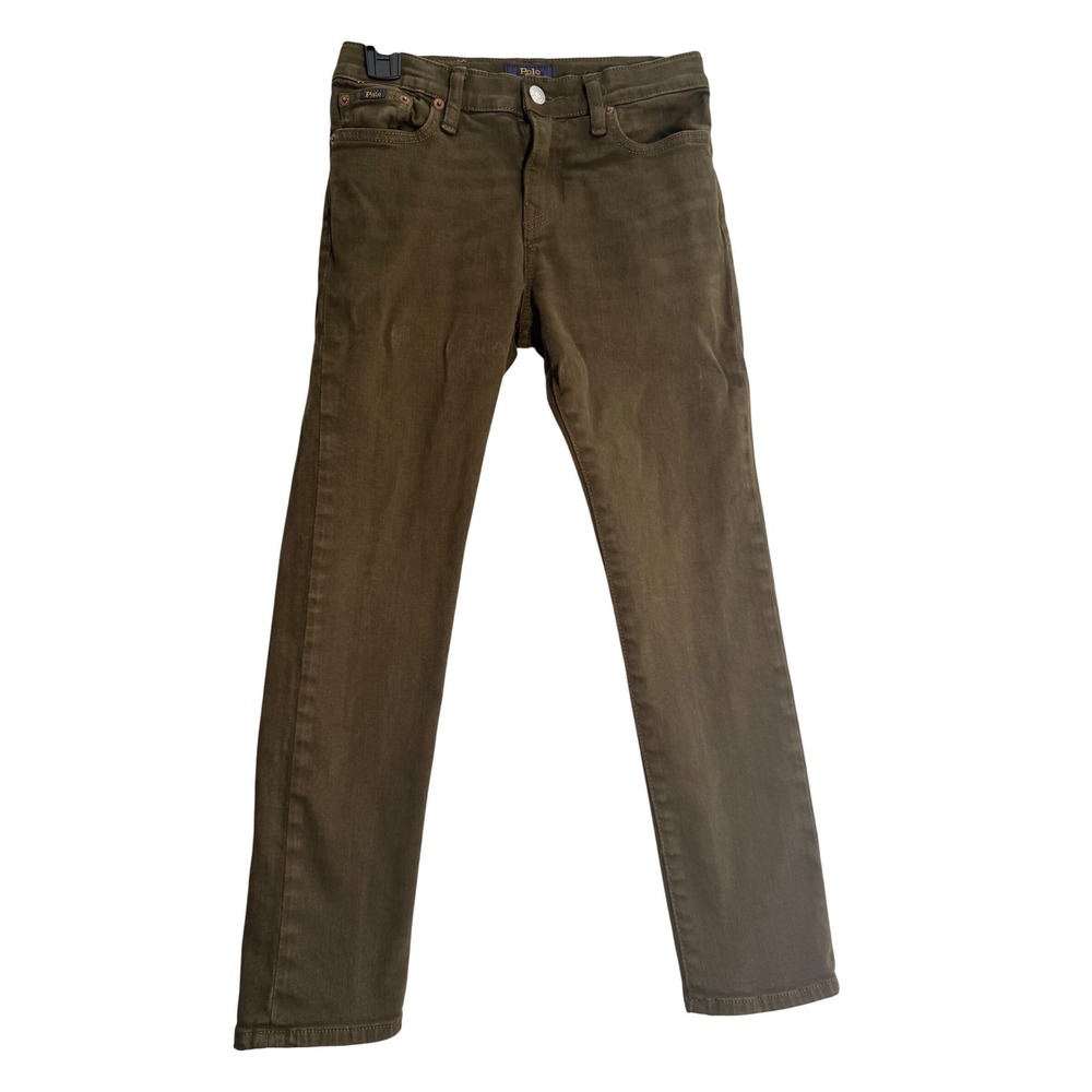 Polo Ralph Lauren Sullivan Slim Boys Olive Green Jeans Size 10 Adjustable Waist